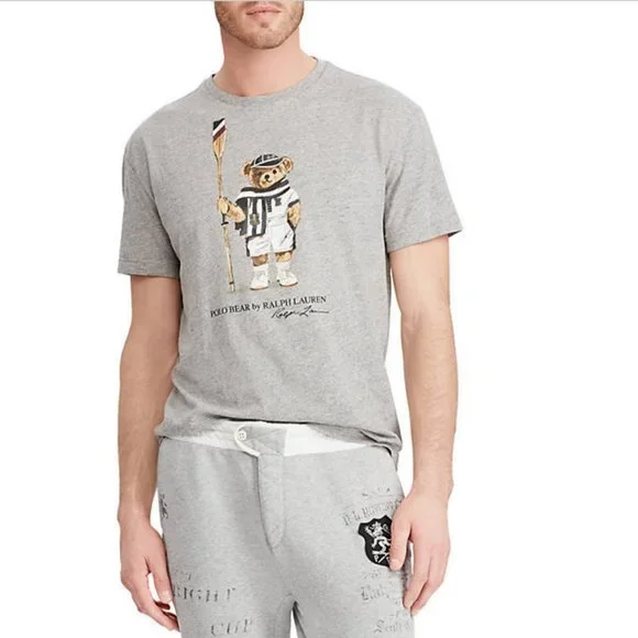 POLO RALPH LAUREN GRAY SHORT SLEEVE CLASSIC FIT BEAR CREW T-SHIRT - Picture 6 of 8